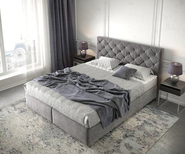 DELIFE Boxspring postel Dream-Great 160x200 cm mikrovlákno taupe s matrací a topperem