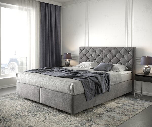 DELIFE Boxspring postel Dream-Great 160x200 cm mikrovlákno taupe s matrací a topperem