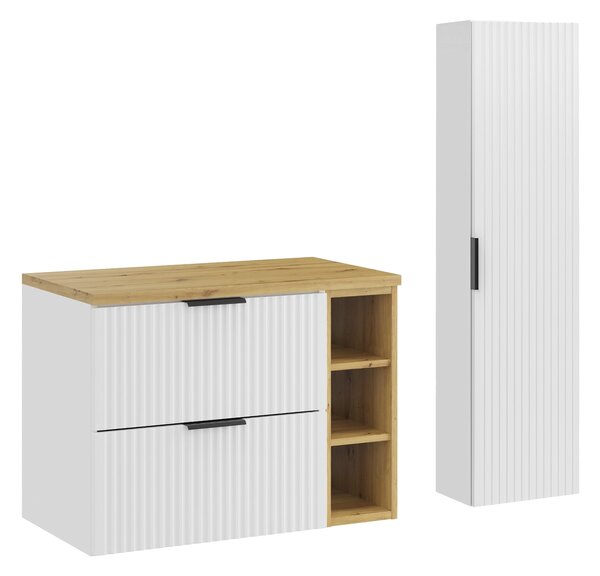 Comad Set koupelnového nábytku Adel White 80 bílá mat/dub artisan (4 kusy nábytku)