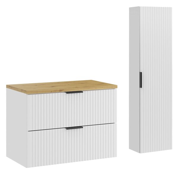Comad Set koupelnového nábytku Adel White 80 bílá mat/artisan oak (3 kusy nábytku)
