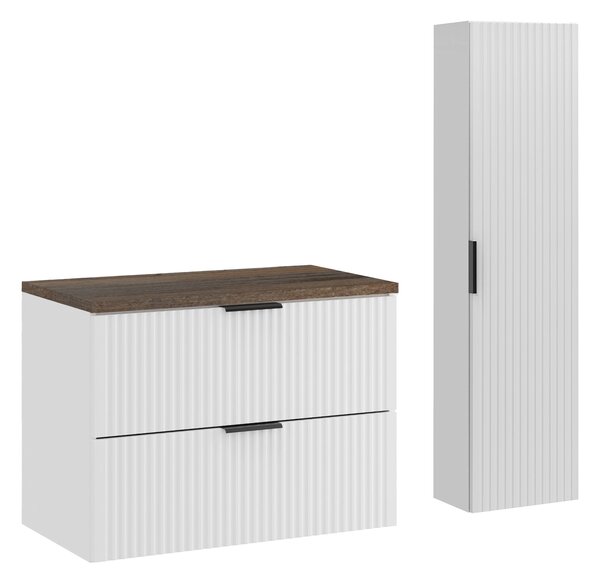 Comad Set koupelnového nábytku Adel White 80 bílá mat/dub santa fe (3 kusy nábytku)