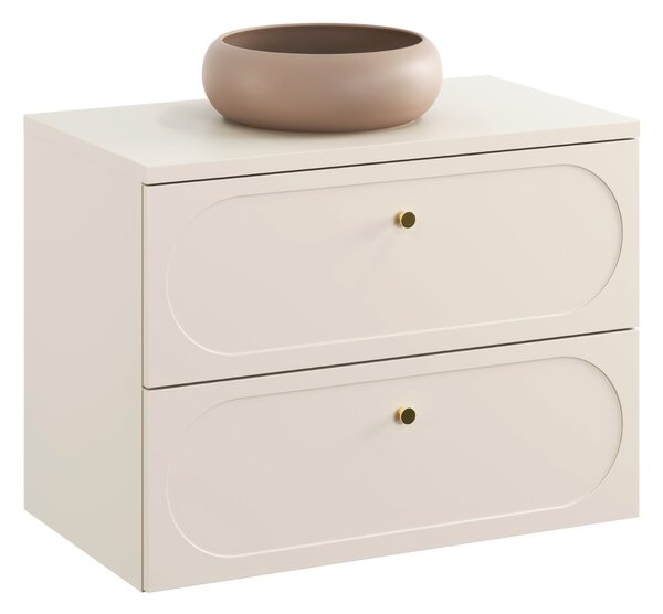 Comad Koupelnová skříňka s deskovým umyvadlem Donna Sand 80 písková/zlatá