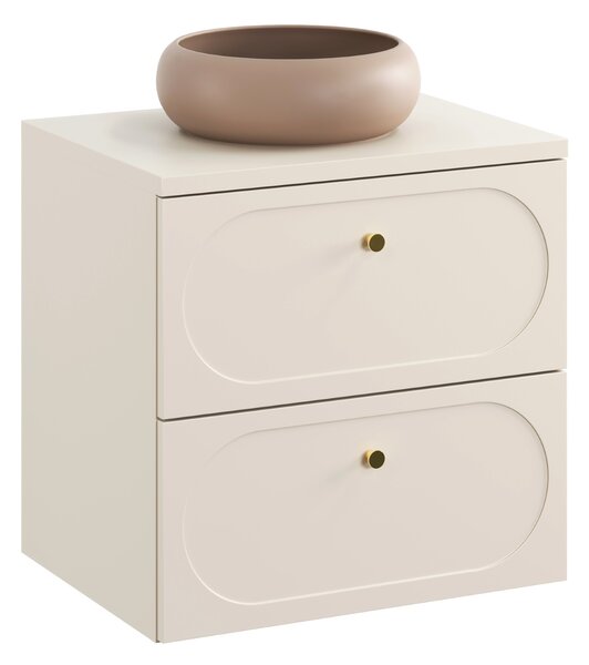 Comad Koupelnová skříňka s deskovým umyvadlem Donna Sand 60 písková/zlatá