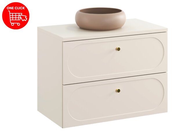 Comad Koupelnová skříňka s deskovým umyvadlem Donna Sand 80 písková/zlatá