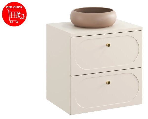 Comad Koupelnová skříňka s deskovým umyvadlem Donna Sand 60 písková/zlatá