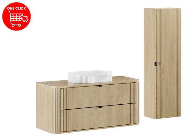 Comad Set koupelnového nábytku Ovalia Cremona 120 dub cremona (2 šuplíky) (4 kusy nábytku)