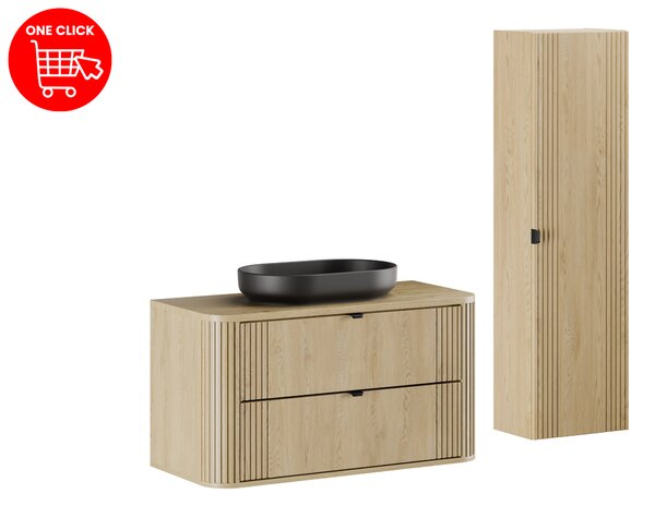 Comad Set koupelnového nábytku Ovalia Cremona 100 dub cremona (2 šuplíky) (4 kusy nábytku)
