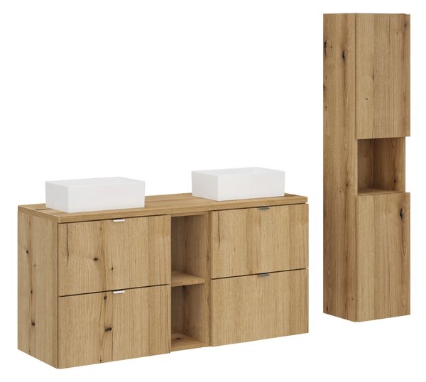 Comad Set koupelnového nábytku Nova Oak 120 dub coast evoke (4 šuplíky) (6 kusů nábytku)
