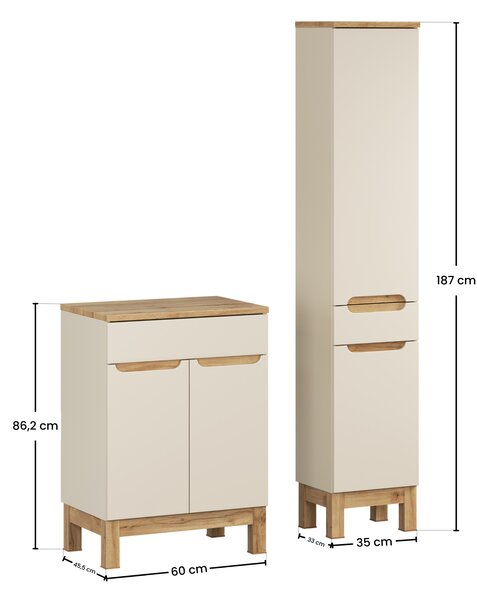Comad Set koupelnového nábytku Bali Cashmere 60 kašmírová matná (3 kusy nábytku)