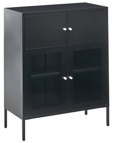 Prosklená komoda ESHOLT Kov 80 cm Černá