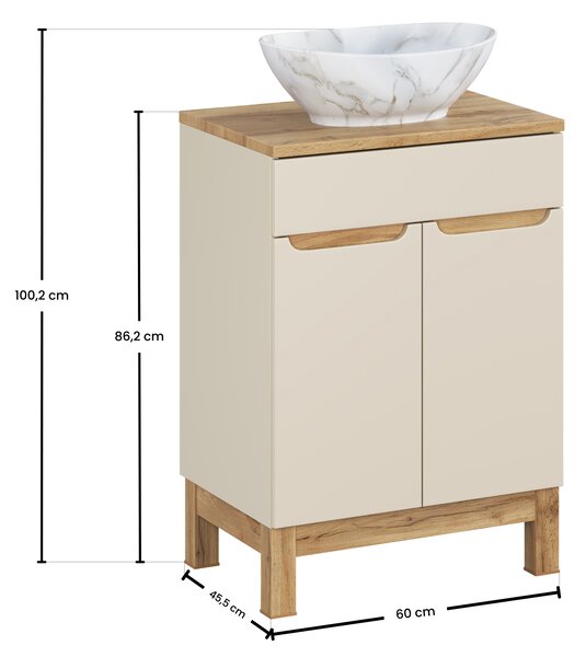 Comad Koupelnová skříňka s deskovým umyvadlem Bali Cashmere 60 kašmír mat
