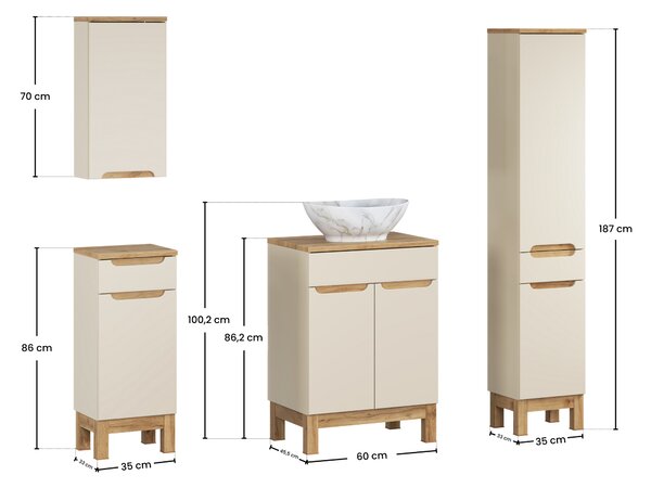 Comad Set koupelnového nábytku Bali Cashmere 60 kašmír mat (6 kusů nábytku)