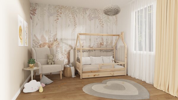Domečková postel z masivu Kyara Velikost spací plochy: 140x80, Barva: přírodní dřevo
