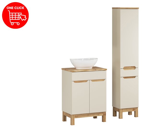Comad Set koupelnového nábytku Bali Cashmere 60 kašmír mat (2 dvířka) (4 kusy nábytku)