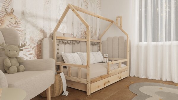 Domečková postel z masivu Kyara Velikost spací plochy: 140x80, Barva: přírodní dřevo