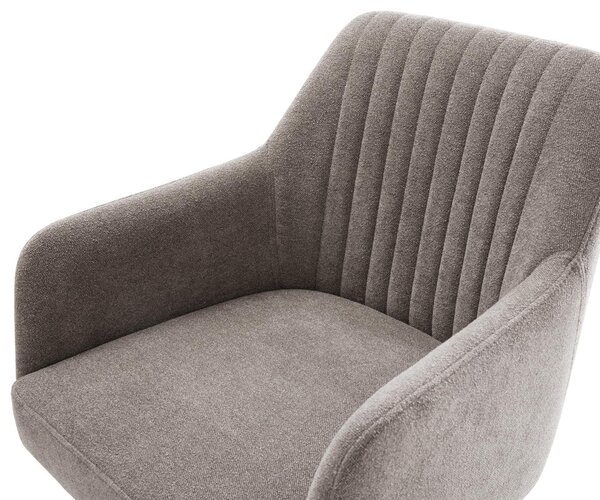 DELIFE Jídelní židle Greg-Flex strukturovaná látka Měkký taupe křížová podnož široká Titanová barva 360° otočná houpací funkce taštičkové pružiny