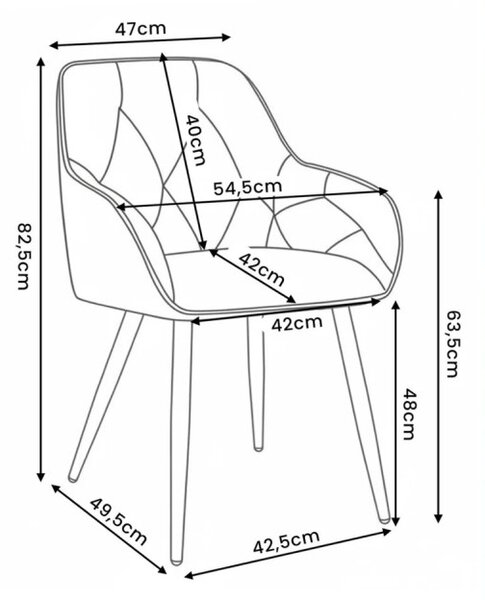 Sada dvou jídelních židlí DIAMANT sametové, krémové / černé nohy (2 ks)