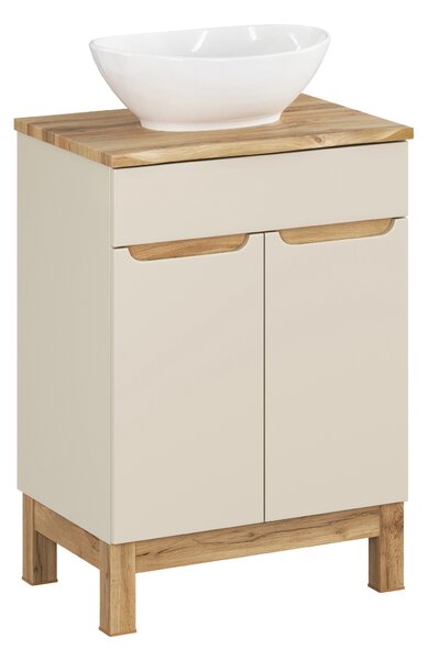 Comad Koupelnová skříňka s deskovým umyvadlem Bali Cashmere 60 kašmír/dub wotan