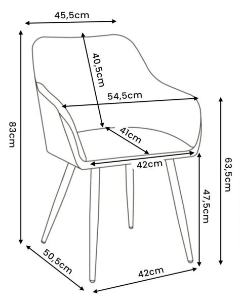 Sada dvou jídelních židlí ESTELLE sametové, černé / zlaté nohy (2 ks)