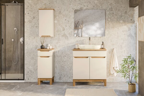Comad Koupelnová skříňka pod deskové umyvadlo Bali Cashmere 80 kašmír/dub wotan