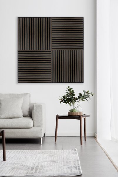 Akustický panel s dřevěnou dýhou - dekor ořech tmavý | 60 x 60 cm | .cz