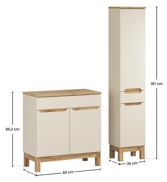 Comad Set koupelnového nábytku Bali Cashmere 80 kašmír mat/dub wotan (3 kusy nábytku)