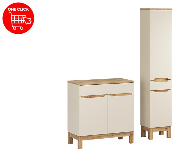 Comad Set koupelnového nábytku Bali Cashmere 80 kašmír mat/dub wotan (3 kusy nábytku)