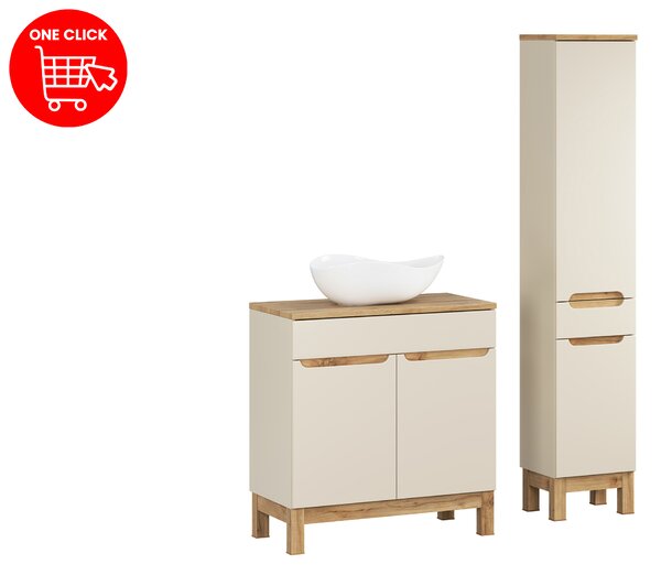Comad Set koupelnového nábytku Bali Cashmere 80 kašmír mat/dub wotan (4 kusy nábytku)