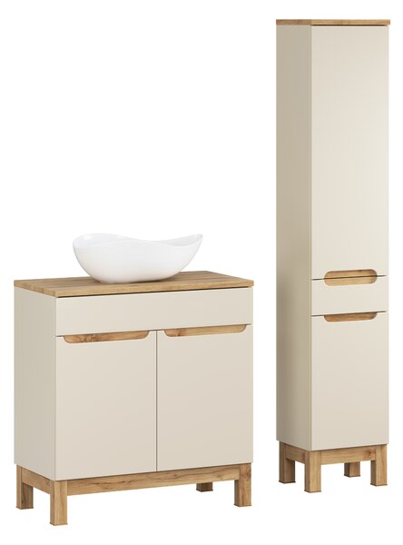 Comad Set koupelnového nábytku Bali Cashmere 80 kašmír mat/dub wotan (4 kusy nábytku)