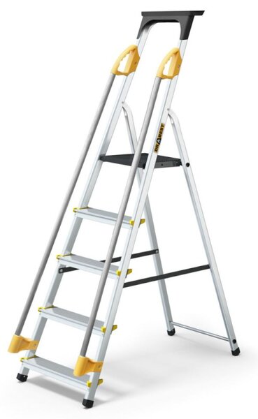 Hliníkové schůdky 5 stupňů s madly DRABEST ALDP+P-5 PRO