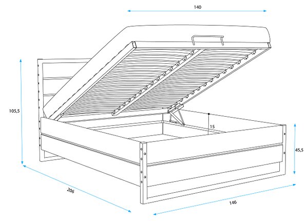 Manželská postel Lora - dub Velikost spací plochy: 200x120