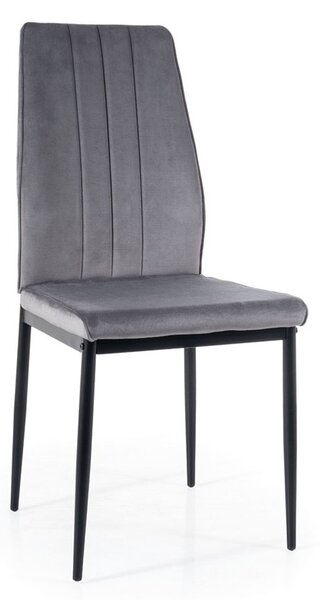 Židle ATOM šedá (tkanina Bluvel 14) - moderní, čalouněná, sametová, do obývacího pokoje, jídelny, kanceláře, kuchyně