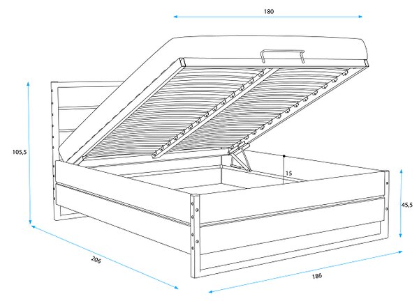 Manželská postel Lora - dub Velikost spací plochy: 200x120