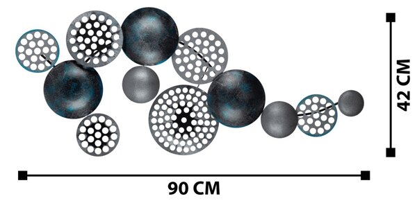 Wallity Nástěnná kovová dekorace BUBBLES 90 cm černá/zlatá