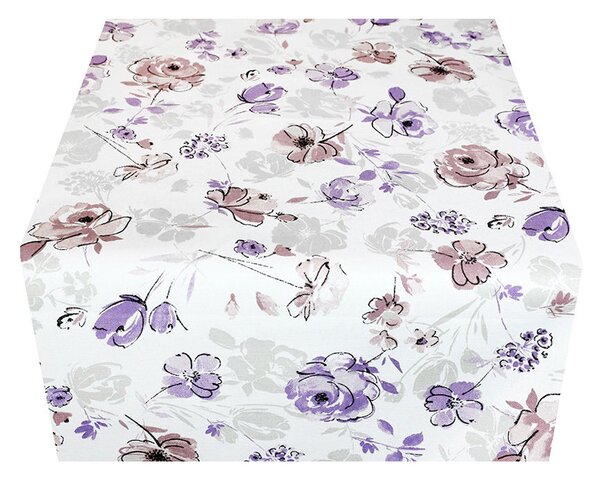 Běhoun na stůl fialové květiny Barva Vícebarevná Rozměry 40x100 cm