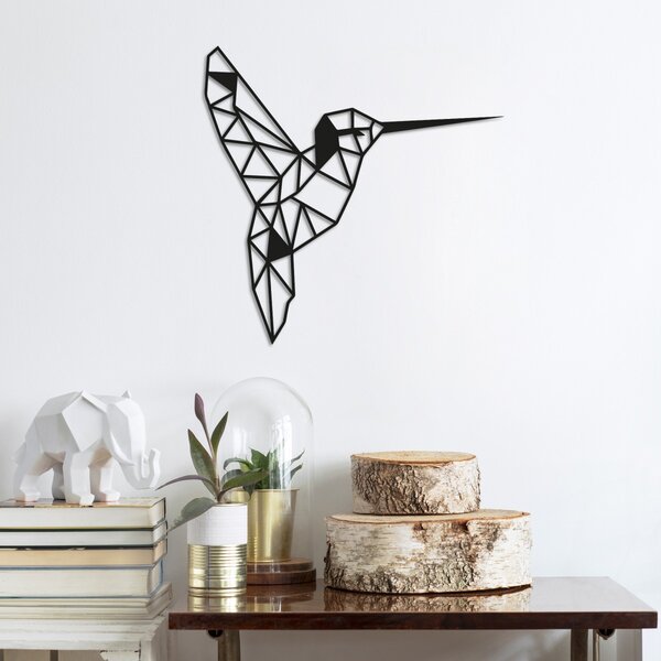 Wallity Nástěnná kovová dekorace BIRD 44 cm černá