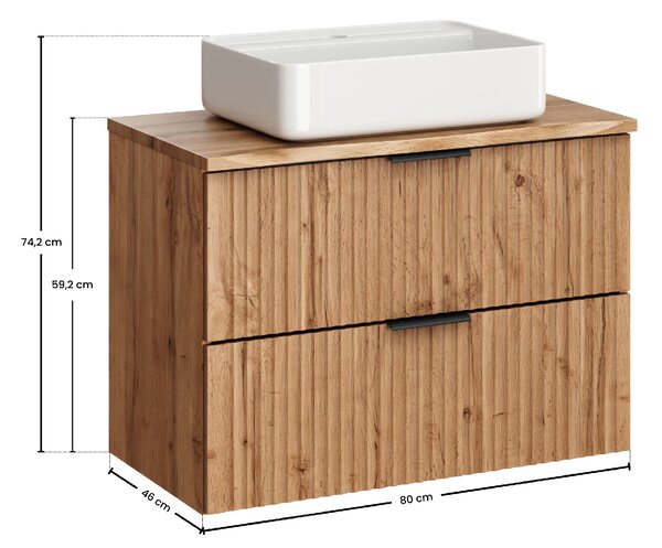 Comad Koupelnová skříňka s deskovým umyvadlem Adel Oak 80 dub wotan