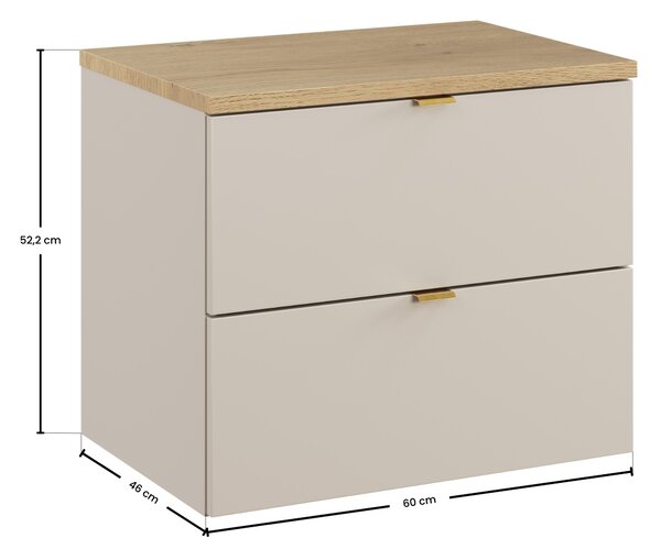 Comad Koupelnová skříňka pod deskové umyvadlo Dalia Cashmere 60 kašmír mat/dub cremona
