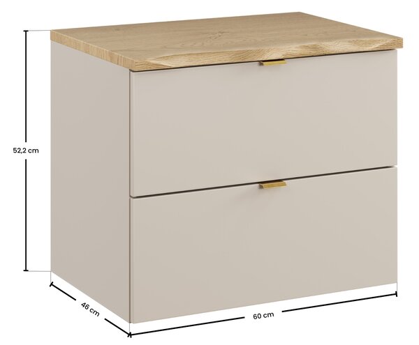 Comad Koupelnová skříňka pod deskové umyvadlo Dalia Cashmere 60 kašmír mat/dub cremona