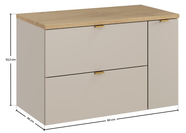Comad Set koupelnového nábytku Dalia Cashmere 80 kašmír/dub cremona (3 kusy nábytku)