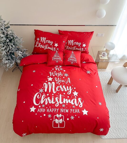 3 dílné povlečení Polycotton Vánoční Christmas Trees 200x140cm+90x70cm TiaHome