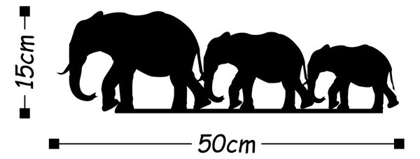 Wallity Nástěnná kovová dekorace ELEPHANT FAMILY II černá