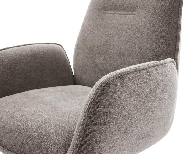 DELIFE Jídelní židle Zoa-Flex strukturální látka měkký taupe křížová podnož široká titanová barva 360° otočný houpací funkce taštičkové pružiny