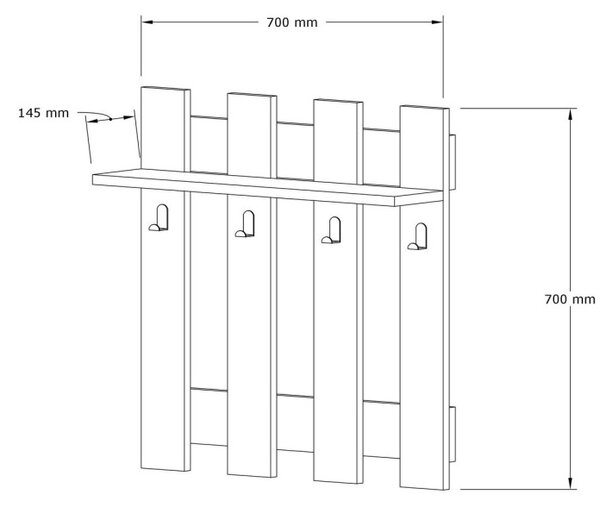 Kalune Design Nástěnný věšák s policí Carina 70 cm ořech
