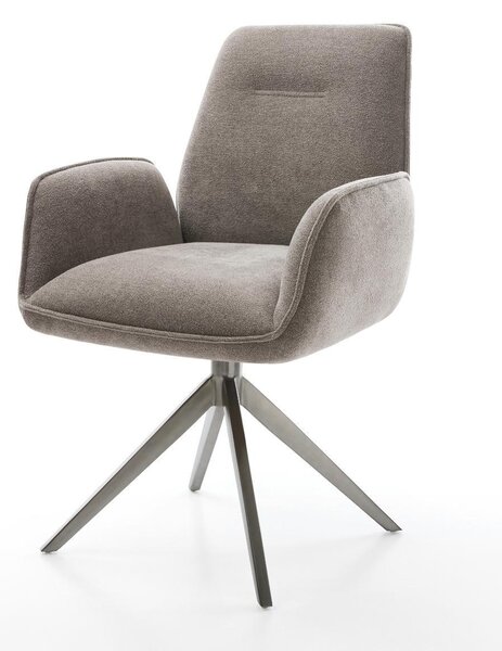 DELIFE Jídelní židle Zoa-Flex strukturovaná látka Měkký taupe křížová podnož široká grafitová 360° otočná houpací funkce taštičkové pružiny