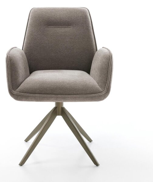 DELIFE Jídelní židle Zoa-Flex strukturální látka měkký taupe křížová podnož široká titanová barva 360° otočný houpací funkce taštičkové pružiny