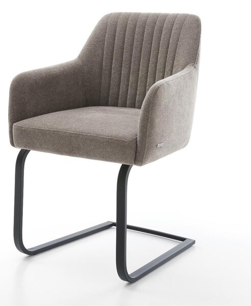 DELIFE Jídelní židle Greg-Flex strukturovaná látka měkký taupe jídelní židle plochá černá taštičkové pružiny