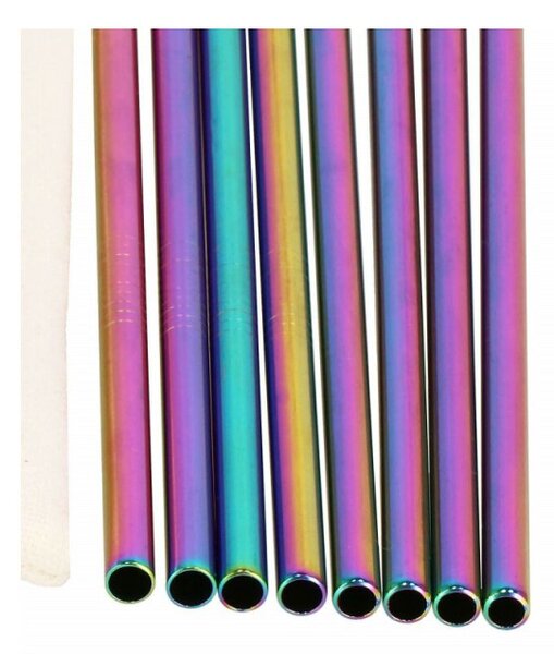 Nerezové brčko na drinky, sada 10ks, duhové SPRINGOS STRAW