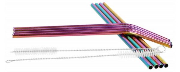 Nerezové brčko na drinky, sada 10ks, duhové SPRINGOS STRAW