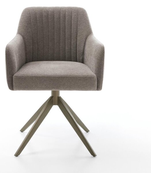 DELIFE Jídelní židle Greg-Flex strukturovaná látka Měkký taupe křížová podnož široká Titanová barva 360° otočná houpací funkce taštičkové pružiny